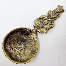 VINTAGE LUCKY PIXIE SOLID CAST BRASS CADDY SPOON 3½" PISKY PISKIE PIXY ELF TEA