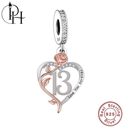 13th birthday heart dangle - birthday,