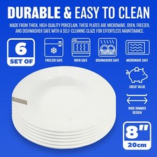 PACK OF 6 WHITE RIM LARGE 8"