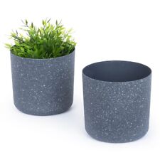 LIVIVO Round Plastic Plant Pot for Garden/Indoor Decor, Flower, Speckled Finish
