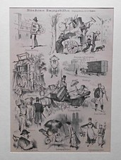 Munich Volksleben "moving pictures" picture sheet by L. Bechstein around 1880