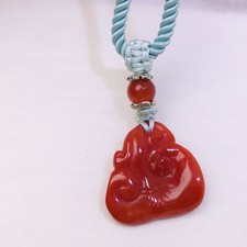 Genuine Red Coral RuYi lucky pendant necklace handmade unique birthday Luck gift
