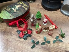 Vintage 50s Christmas Cake Topper Decoration XMAS Retro Kitsch & Pears Soap Tin