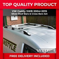 FITS VW CADDY 04-15 SWB SILVER ROOF BARS & CROSS BAR SET ROOF RACK NO DRILL VAN