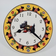 Mary Engelbreit Scottie Dog 4 1/2" Ceramic Desk Clock 1999 Scottish Terrier