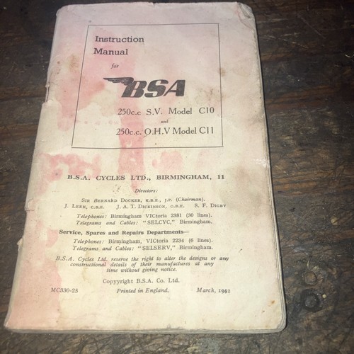 Bsa c10 c11 - c11, instruction
