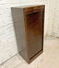 Antique 1930's Oak Tambour Roll Top Stationery Filing Cabinet (Can Deliver)