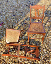 Pair Antique Vintage Cane Seat