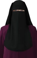 XL Long Saudi Niqab Nikab Black 3 Layers burqa Hijab Face cover Veil Islam