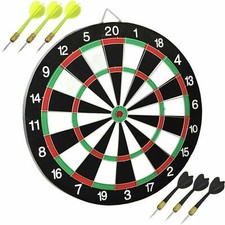 FULL SIZE 17" DARTBOARD SET 6 DARTS FUN FAMILY DART BOARD GAME ADULTS KIDS XMAS