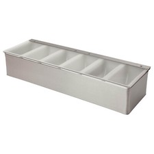 6 Compartment Stainless Steel Condiment Holder - Storage Organiser for Bar, Pubs