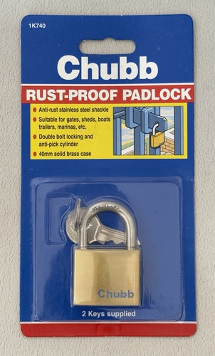 Chubb 40mm brass padlock with - chubb,