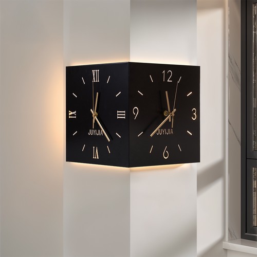 Black corner clock square - black,