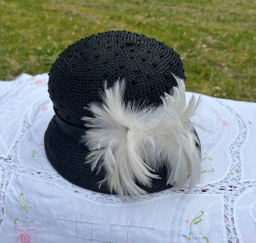 Black event hat natural fibre - black,