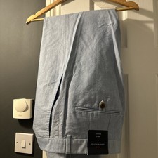 TOMMY HILFIGER Mens Cotton Blend Baby Blue Regular Fit Straight Trousers W38 L32