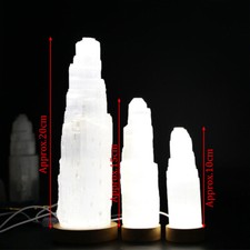 Selenite Crystal Lamp Cleansing Mountain Pillar Tower Lamp For Home Decoration