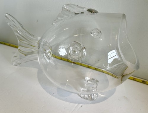 Vintage large blown glass fish - large,