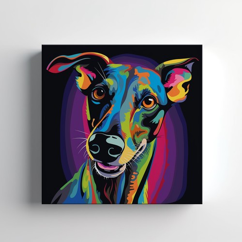 Greyhound dog colourful canvas - greyhound,