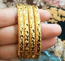 Ethnic Bangles 22k Gold Plated Indian Jewelry Bollywood Bracelet set.size 2.6 