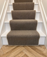 Carpet Stair Runner 7M X 60cm Colour TAUPE Herringbone With Wool Whipped Edge.