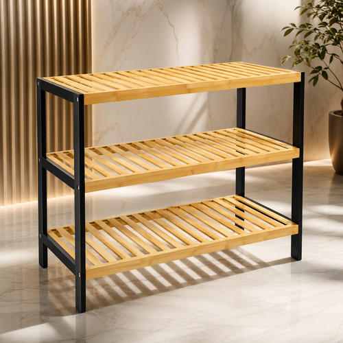 Tier bamboo shoe rack stand - bamboo,