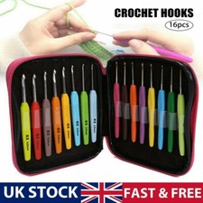 16Pcs Crochet Hooks Set Aluminium Hook Ergonomic Soft Grip Handles Knitting Hook