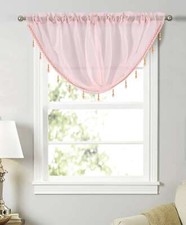 Plain beaded voile swags net - swags,