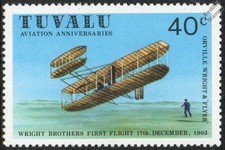 1903 WRIGHT Brothers FLYER (First Flight) Aircraft Mint Stamp (1980 Tuvalu)