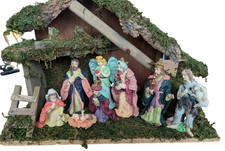 Vintage Set of 9 Resin Nativity figures upto 12cm. Scene, Christmas Set