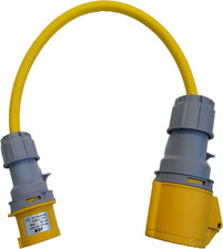 110v Adaptor Leads Arctic Yellow Cable, Change over lead various lengths + sizes