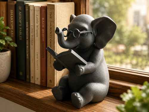 Reading elephant ornament - ornament, cute