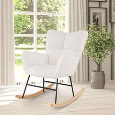 Modern Accent Rocker Chair Bedroom Nursery Rocking Chair-Beige