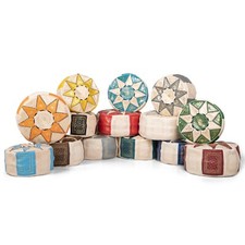 Handmade Moroccan POUF Genuine Leather Pouffe Ottoman Footstool Multicolours