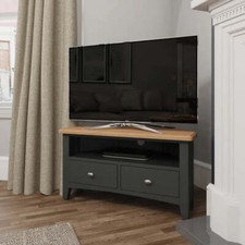 Ashton Corner TV Unit Grade B Storage Cupboard Grey Painted Oak