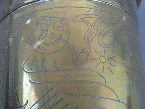 Brass trench art tobacco box