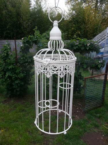 Ivory metal bird cage large - bird,