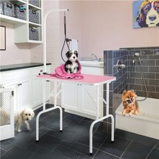 32" Portable Pet Dog Grooming Table Height Adjustable W/Loop Noose Foldable Arm