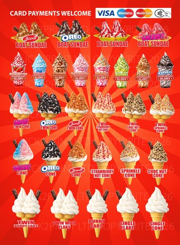 Soft serve ice - menu, sign