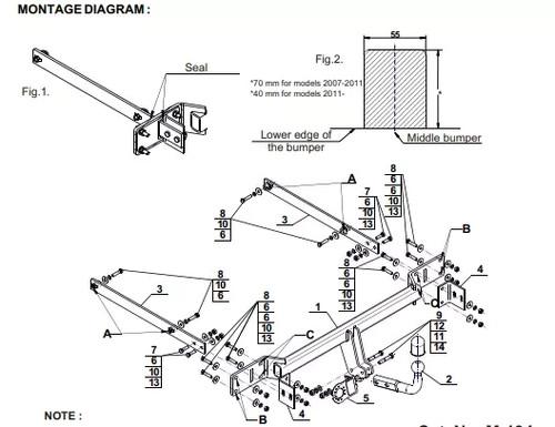 Swan neck tow bar for - bar, mercedes