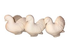 Lot Of 3 Birds Bisque Unpainted Ceramic Pigeon Dove Dish Bowl