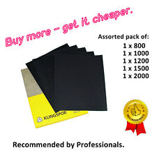 WET AND DRY SANDPAPER KLINGSPOR Assorted grit 800 1000 1200 1500 2000 PACK OF 5