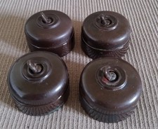 4 x Vintage Art Deco GEC "LANDOR" Vitreous & Bakelite Light Switches -With Brass