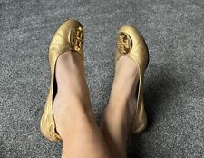 TORY BURCH Gold Leather Logo