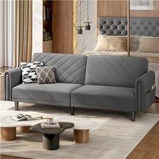 3-Seater Sofa Bed Click-clack Futon Versatile Daybed with Large Side Pockets