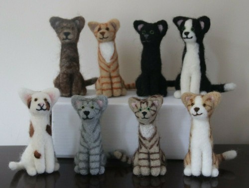 Needle felted cats handmade - needle,