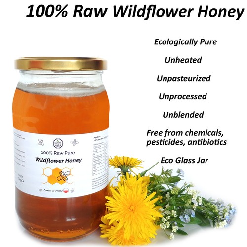 100 raw pure wildflower honey - pure,