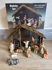 Vintage nativity set wooden - vintage,