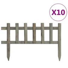 10 Wooden Lawn Edgings Garden Fence Panels Edging Border Picket Fencing Grey