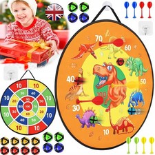 26 Inches Kids Toys Dart Board,Dinosaur Theme Double Sided with 16 Sticky Balls