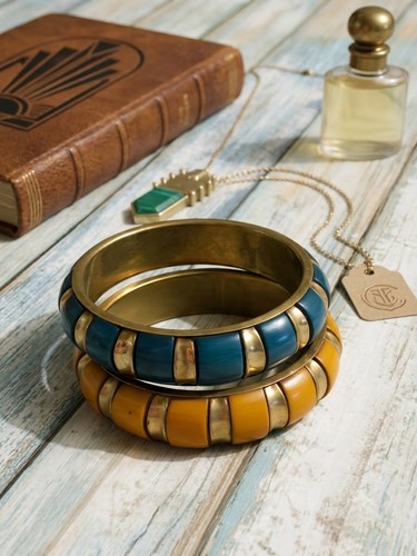 Deco inspired striped bangle - inspired,